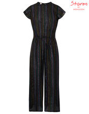 Rayne Sparkle Wide-Leg Jumpsuit, Black (BLACK), large