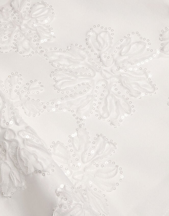 Puff Sleeve Floral Embellished Party Dress, Ivory (IVORY), large