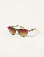 Leopard Print Cat Eye Sunglasses, , large