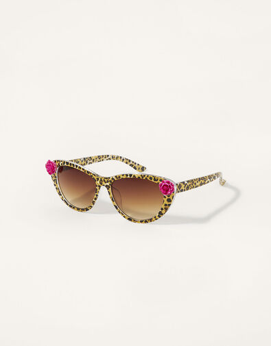 Leopard Print Cat Eye Sunglasses, , large