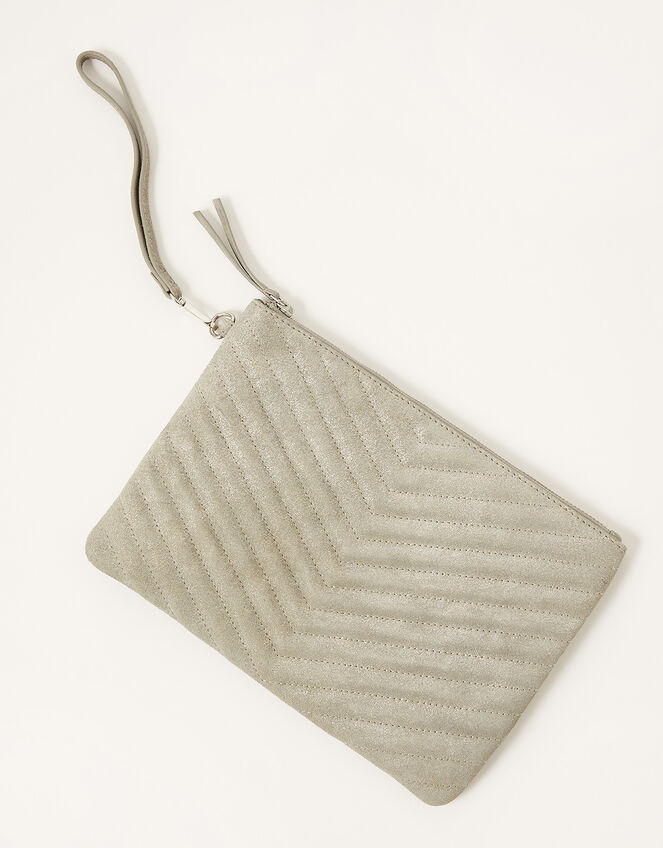 Quilted Suede Clutch Bag, , large