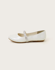 Dazzle Patent Ballerina Flats, Ivory (IVORY), large