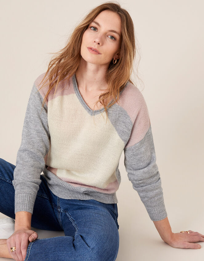 Colour-Block Jumper, Grey (GREY), large