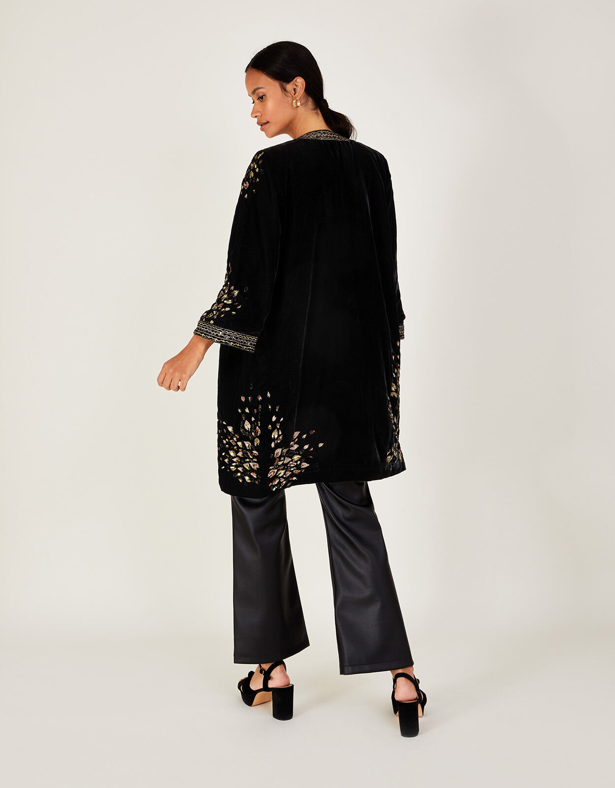 Wendy Velvet Embroidered Kimono Black Women s Jackets Monsoon ROI