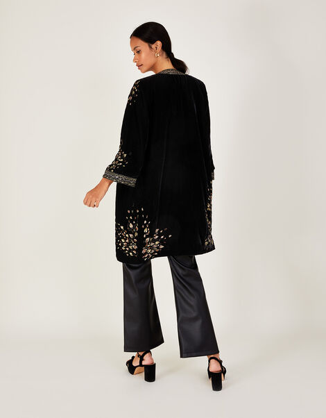 Wendy Velvet Embroidered Kimono Black, Black (BLACK), large
