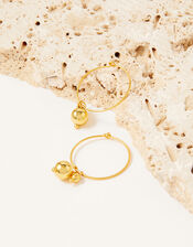 Gold-Plated Bead Charm Hoops, , large
