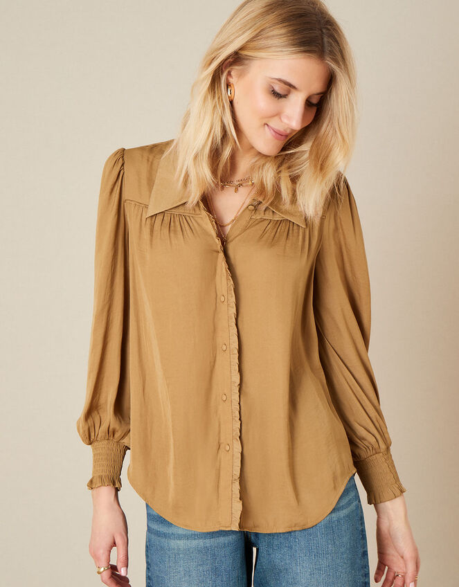 Poppy Satin Blouse, Gold (GOLD), large