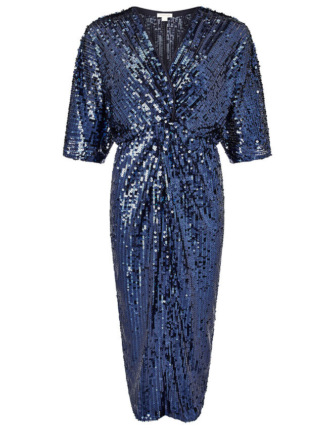 Symba Sequin Twist Midi Dress, Blue (NAVY), large