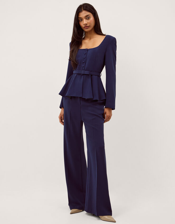 Erin Flared Trousers, Blue (NAVY), large