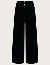 Velvet Wide Leg Trousers, Black (BLACK), large