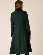 Opera Skirted Coat in Wool Blend, Green (GREEN), large