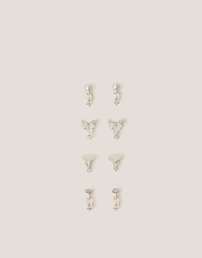4-Pack Bridesmaid Pearl Clip-On Earrings, , large