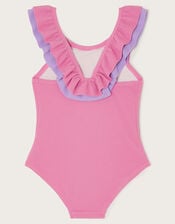 Frilly Seersucker Swimsuit, Pink (PINK), large