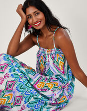 Ikat Print Tiered Cami Dress, VIOLET, large