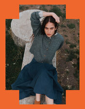 East Zoya Neppy Wool Blend Cardigan, Teal (TEAL), large