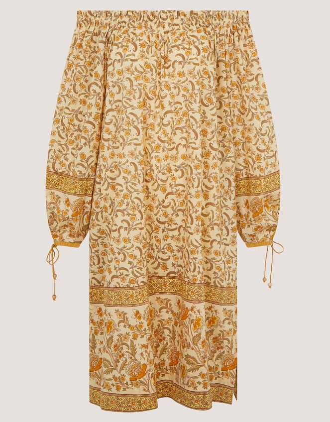 Ari Bardot Floral Midi Dress, Yellow (MUSTARD), large
