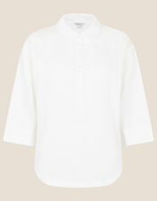 Plain Shirt in Pure Linen, White (WHITE), large