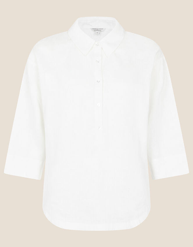 Plain Shirt in Pure Linen, White (WHITE), large