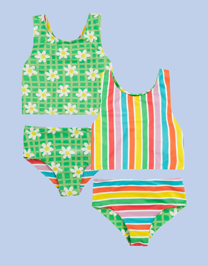 Frugi Tegan Reversible Tankini Set, Multi (MULTI), large