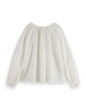 Scotch and Soda Button Neckline Dobby Blouse, White (WHITE), large