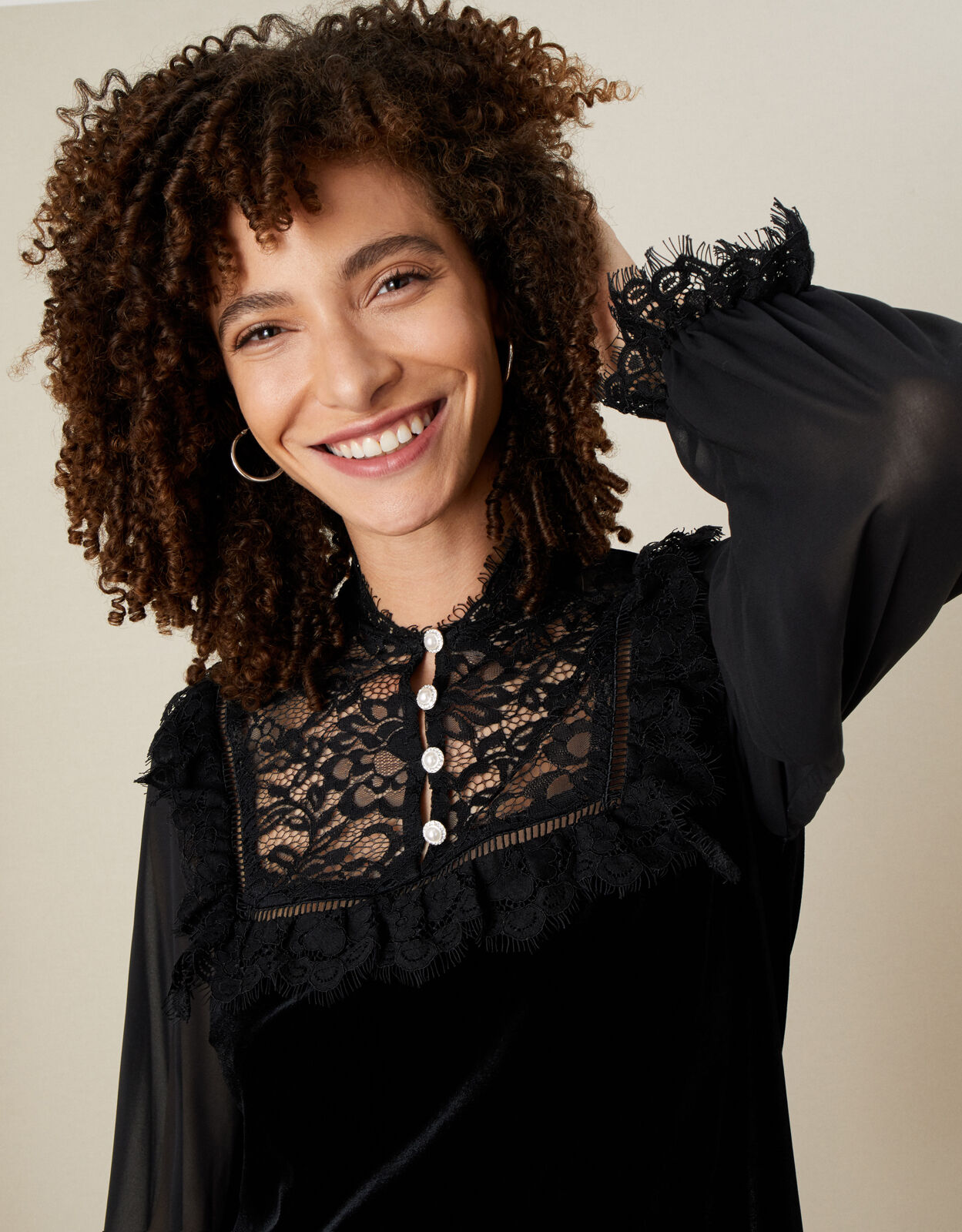 Bianca Lace Bib Velvet Dress Black Day Dresses Monsoon ROI