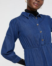 Tina Tiered Denim Dress, Blue (DENIM BLUE), large