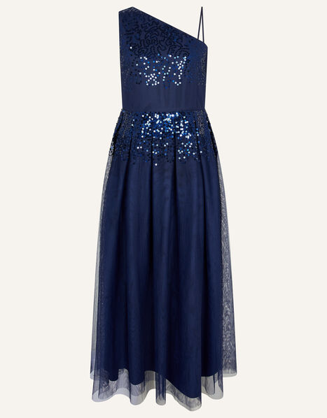 Eilish One-Shoulder Maxi Prom Dress Blue, Blue (NAVY), large