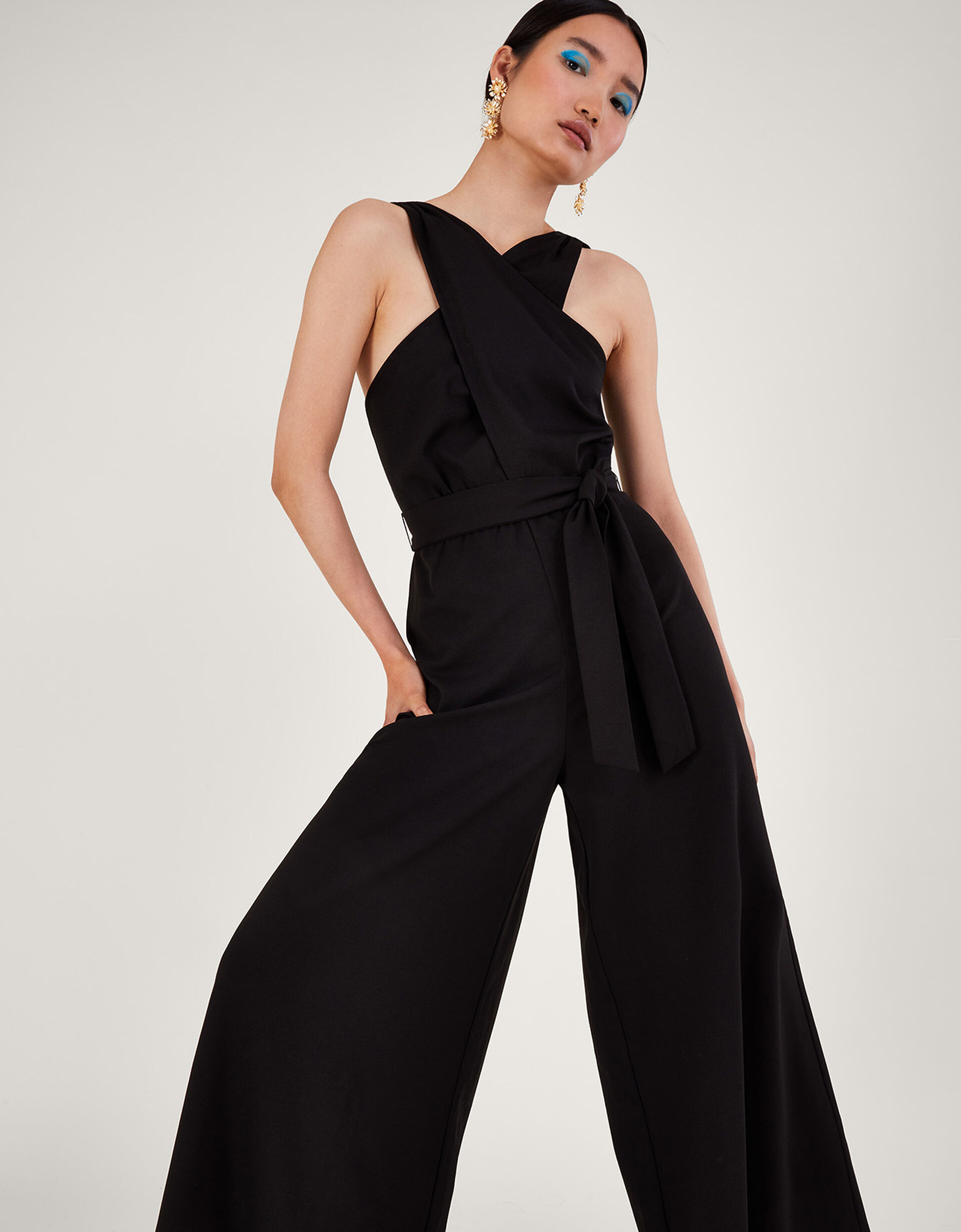 Jersey Smart Crossover Jumpsuit Black Jumpsuits Monsoon US.
