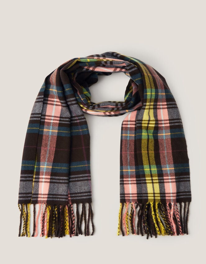 Halle Check Tassel Scarf, , large