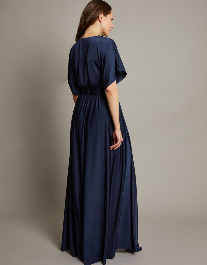 Jillian Drape Tie Waist Bridesmaid Dress, Blue (NAVY), large
