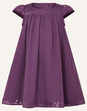 Baby Sequin Sleeve Dress , Purple (PURPLE), large