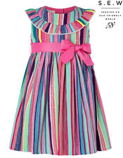 Baby Ophelia Colourful Stripe Dress in Recycled Polyester, Pink (PINK), large