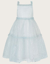 Glitter Tulle Strappy Maxi Dress, Silver (SILVER), large