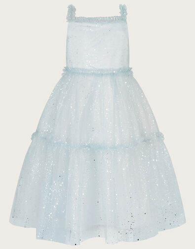 Glitter Tulle Strappy Maxi Dress, Silver (SILVER), large