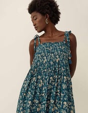 East  Rohini Floral Print Cotton-Viscose Dress, Teal (TEAL), large