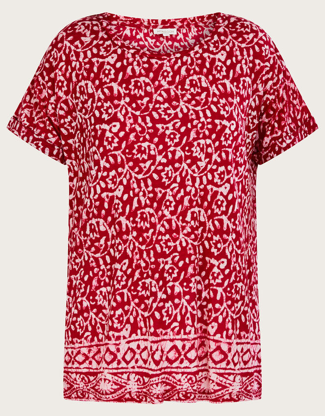 Scoop Neck T-Shirt in Linen Blend, Pink (PINK), large