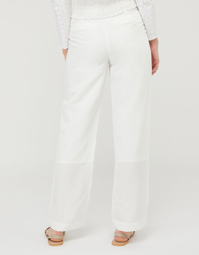 Charlotte Short-Length Trousers in Linen Blend, White (WHITE), large