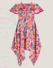 Paisley Print Hanky Hem Dress, Pink (PINK), large