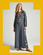 Raffya Eliza Embroidered Shirt Dress , Grey (GREY), large