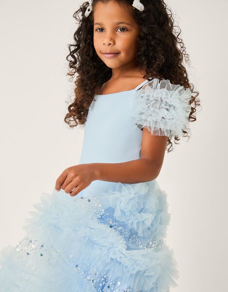 Nyla Embellished Ruffle Party Dress, Blue (PALE BLUE), large