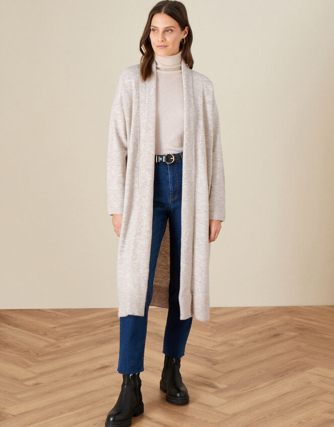 Maxi Cardigan in Wool Blend, Camel (OATMEAL), large