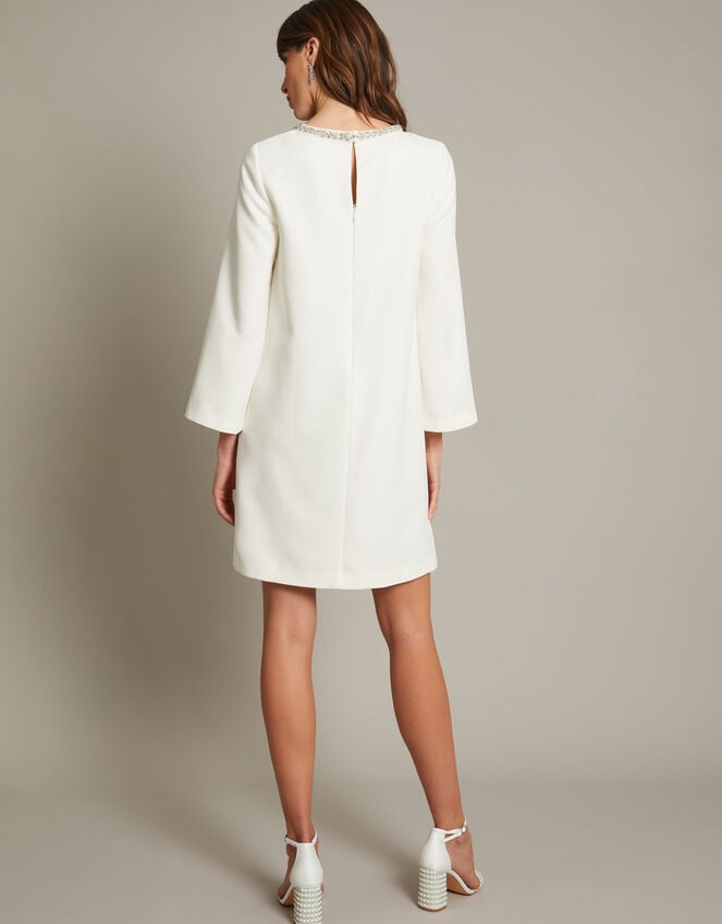 Paola Bow Diamante Shift Wedding Dress, Ivory (IVORY), large