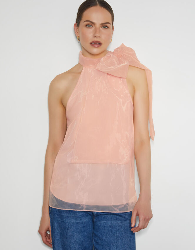 Vera Sleeveless Organza Pussybow Top, Pink (PINK), large