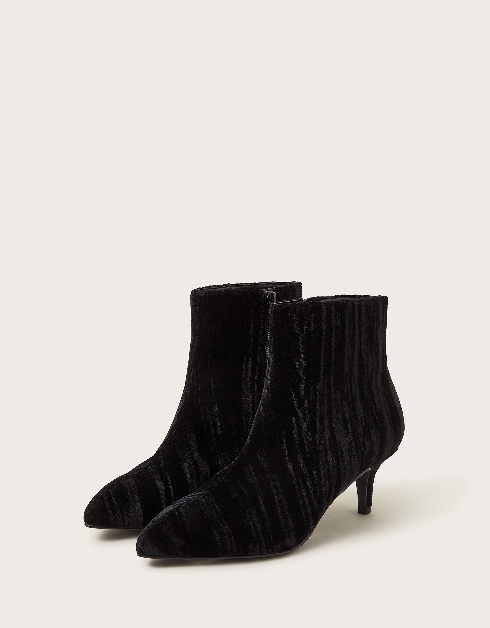 Black suede kitten heel boots clearance
