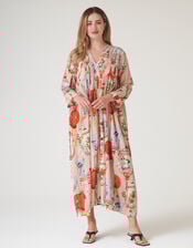 One Hundred Stars Lanterns Print Maxi Dress, Red (RED), large