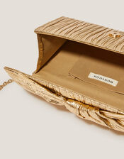 Mia Pleated Metallic Clutch Bag, , large