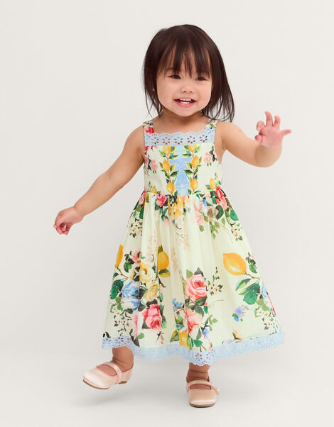 Baby Amalfi Lemon Print Dress, White (WHITE), large