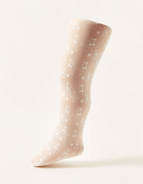 Baby Flower Lace Tights Ivory, Ivory (IVORY), large
