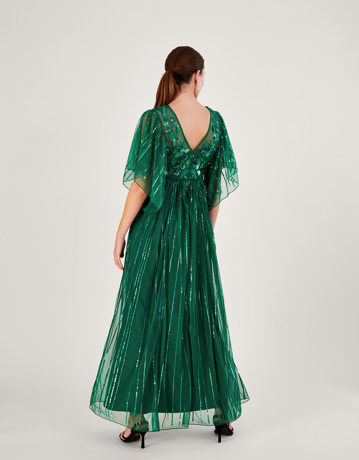 Ottilie Embellished Maxi Dress in Recycled Polyester Green