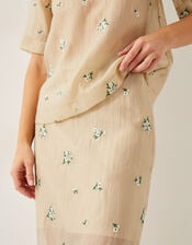 Sacha Embroidered Midi Skirt, Gold (GOLD), large